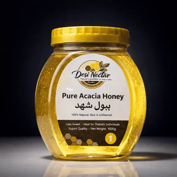Desi Nectar Pure Acacia Honey (ببول شہد) 1000g – Raw, Unfiltered & Diabetic Friendly