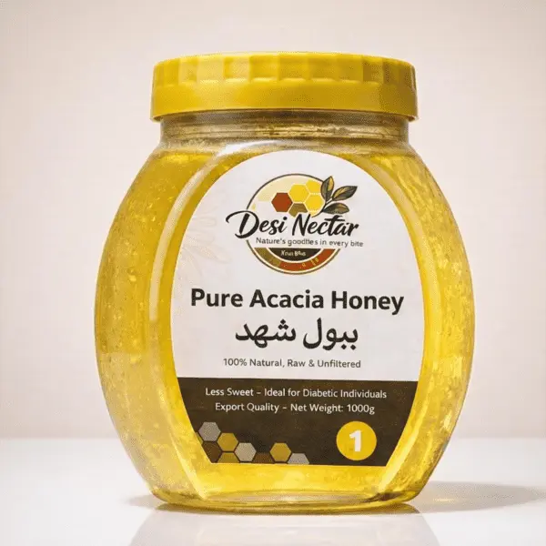 Desi Nectar Pure Acacia Honey (ببول شہد) 1000g – Raw, Unfiltered & Diabetic Friendly