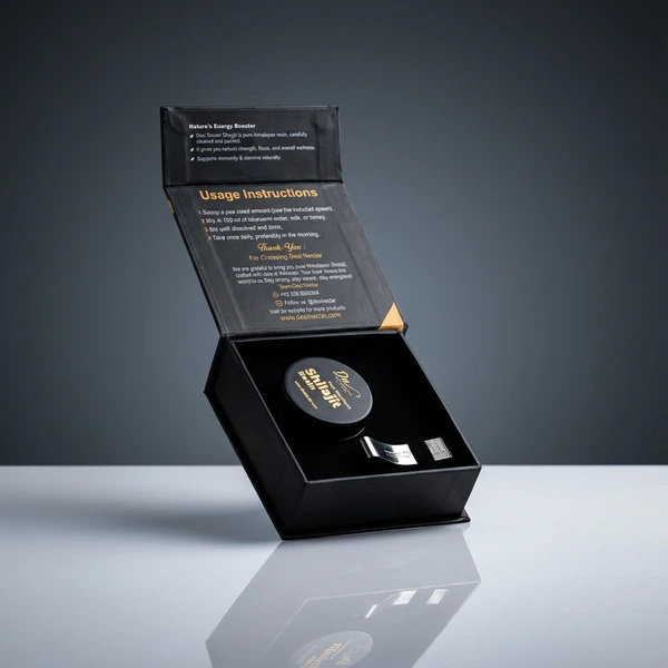 Desi Nectar 20g jar of Pure Himalayan Shilajit Resin, authentic gold grade organic mineral pitch for energy and stamina in Pakistan.