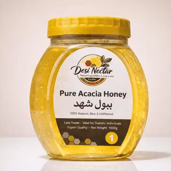 Desi Nectar Pure Acacia Honey (ببول شہد) 1000g – Raw, Unfiltered & Diabetic Friendly
